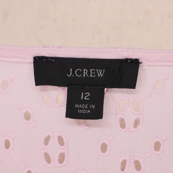 J.CREW Ruffle Button-Front Eyelet Mini Dress in Pink Frosty Lavender Size 12 - Picture 7 of 10